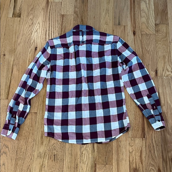 Banana Republic Men's Checkered Shirt - Maroon and Sky Blue - Picture 4 of 4